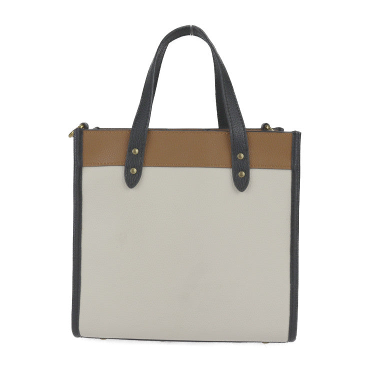 超美品 COACH コーチ フィールド トート ハンドバッグ C3461 レザー チョーク ブラウン ブラック ゴールド金具 2WAY ショルダーバッグ