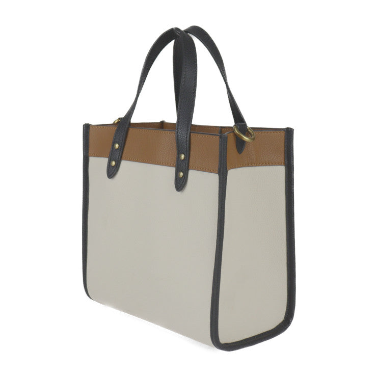 超美品 COACH コーチ フィールド トート ハンドバッグ C3461 レザー チョーク ブラウン ブラック ゴールド金具 2WAY ショルダーバッグ