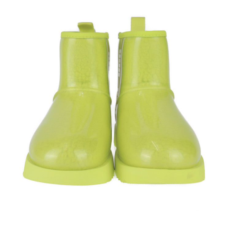 新品未使用展示品 UGG アグ CLASSIC CLEAR MINI クラッシック クリア ミニ レインシューズ 1113190 表記サイズ UK6・EU39・US8 ポリエステル / 熱可塑性ポリウレタン × 天然ウール SLFR イエロー系 レインブーツ 雨靴 ボア 参考サイズ25cm