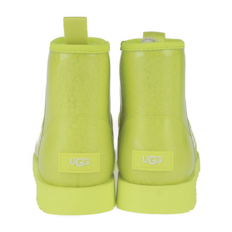 新品未使用展示品 UGG アグ CLASSIC CLEAR MINI クラッシック クリア ミニ レインシューズ 1113190 表記サイズ UK6・EU39・US8 ポリエステル / 熱可塑性ポリウレタン × 天然ウール SLFR イエロー系 レインブーツ 雨靴 ボア 参考サイズ25cm