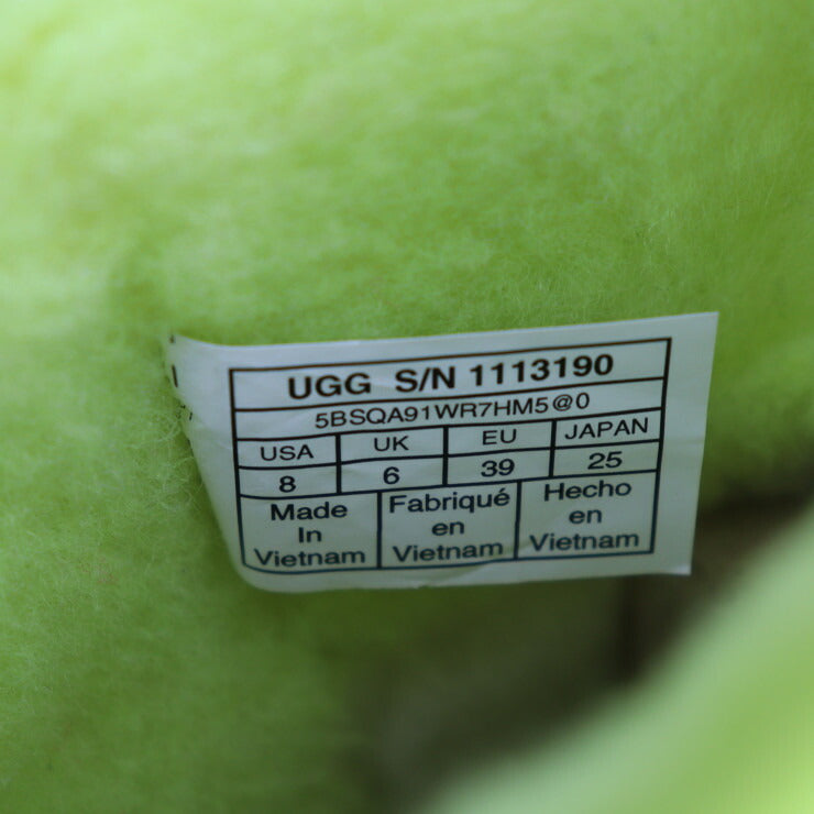 新品未使用展示品 UGG アグ CLASSIC CLEAR MINI クラッシック クリア ミニ レインシューズ 1113190 表記サイズ UK6・EU39・US8 ポリエステル / 熱可塑性ポリウレタン × 天然ウール SLFR イエロー系 レインブーツ 雨靴 ボア 参考サイズ25cm