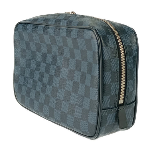 超美品 LOUIS VUITTON ルイヴィトン セカンドバッグ トゥルース・トワレ GM N47523 ネイビー系 シルバー金具 ダミエ・コバルト キャンバス メンズ ポーチ クラッチバッグ