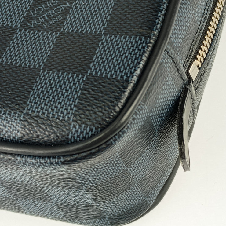 超美品 LOUIS VUITTON ルイヴィトン セカンドバッグ トゥルース・トワレ GM N47523 ネイビー系 シルバー金具 ダミエ・コバルト キャンバス メンズ ポーチ クラッチバッグ