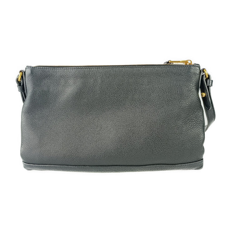 美品 PRADA プラダ ショルダーバッグ クロスボディバッグ 1BH050 ブラック ゴールド金具 VIT.DAINO レザー レディース 替えストラップ付き