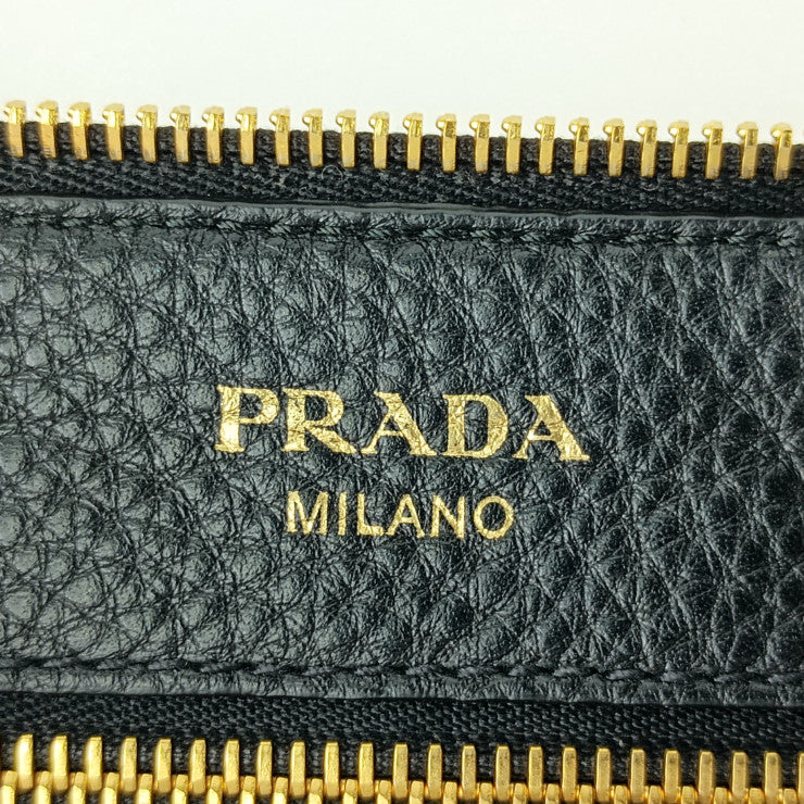 美品 PRADA プラダ ショルダーバッグ クロスボディバッグ 1BH050 ブラック ゴールド金具 VIT.DAINO レザー レディース 替えストラップ付き