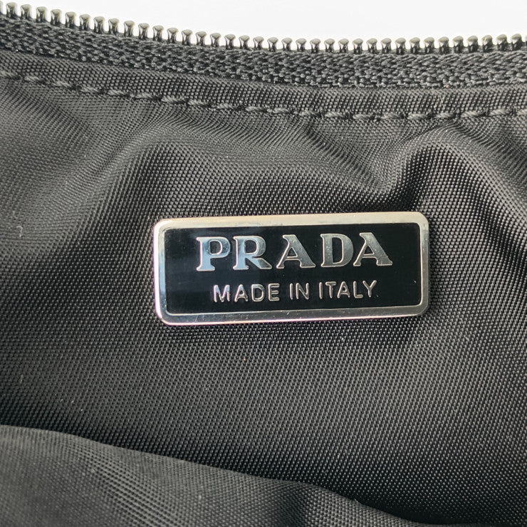 美品 PRADA プラダ ハンドバッグ TESSUTO SPORT MV515 ブラック ナイロン レディース ミニバッグ アクセサリーポーチ 三角ロゴプレート