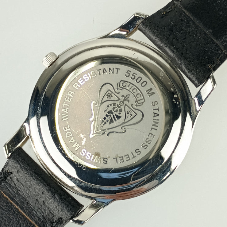 GUCCI Gucci Watch Date Quartz 5500M Silver Dial Stainless Steel Leather Men's