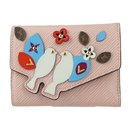 超美品 LOUIS VUITTON ルイヴィトン 三つ折り財布 ポルトフォイユ ヴィクトリーヌ M62615 ROSE BALLERINE エピ レディース 鳥モチーフ