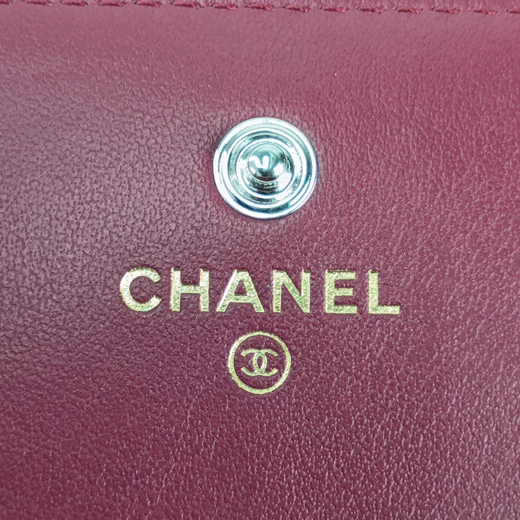新古未使用展示品 CHANEL シャネル 三つ折り財布 シャネル19 フラップウォレット AP2809 ボルドー シルバー金具 ラムスキン レディース ココマーク マトラッセ