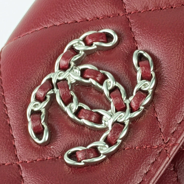 新古未使用展示品 CHANEL シャネル 三つ折り財布 シャネル19 フラップウォレット AP2809 ボルドー シルバー金具 ラムスキン レディース ココマーク マトラッセ