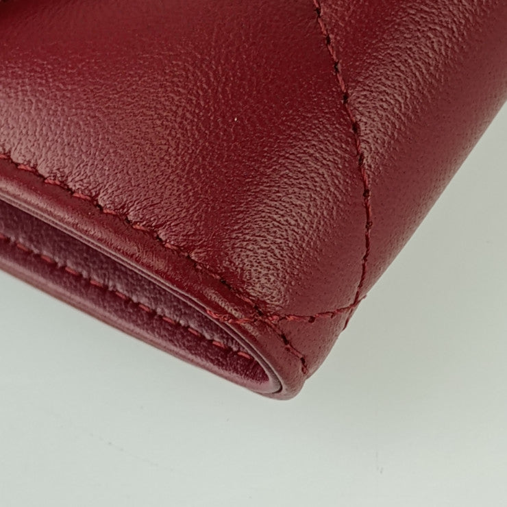 新古未使用展示品 CHANEL シャネル 三つ折り財布 シャネル19 フラップウォレット AP2809 ボルドー シルバー金具 ラムスキン レディース ココマーク マトラッセ