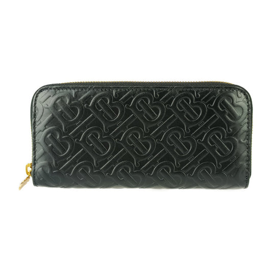 新古未使用展示品 BURBERRY バーバリー 長財布 ジップウォレット TBモノグラム 8011601 ブラック ゴールド金具 エンボスレザー レディース ラウンドファスナー