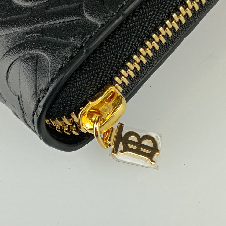 新古未使用展示品 BURBERRY バーバリー 長財布 ジップウォレット TBモノグラム 8011601 ブラック ゴールド金具 エンボスレザー レディース ラウンドファスナー