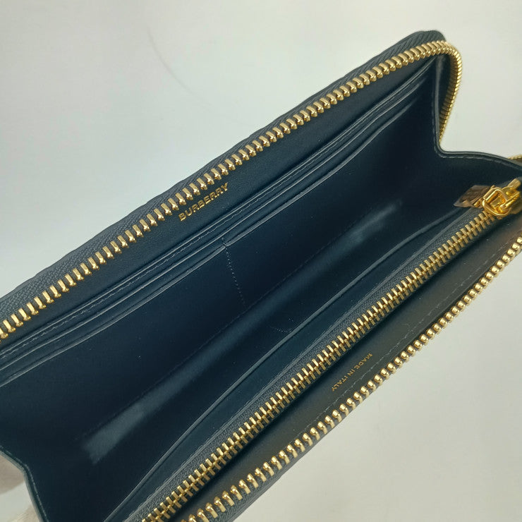 新古未使用展示品 BURBERRY バーバリー 長財布 ジップウォレット TBモノグラム 8011601 ブラック ゴールド金具 エンボスレザー レディース ラウンドファスナー