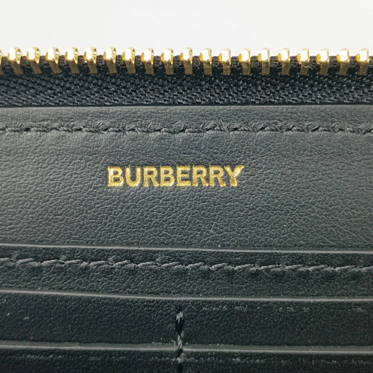 新古未使用展示品 BURBERRY バーバリー 長財布 ジップウォレット TBモノグラム 8011601 ブラック ゴールド金具 エンボスレザー レディース ラウンドファスナー