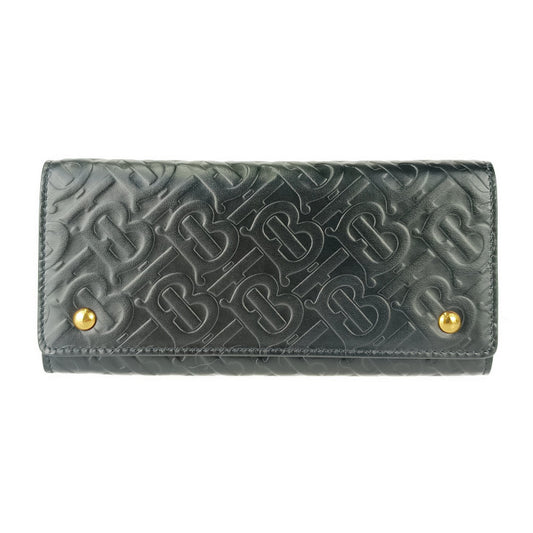 新古未使用展示品 BURBERRY バーバリー 長財布 LS HERON ヘロン TBモノグラム 8011605 ブラック ゴールド金具 エンボスレザー レディース フラップ