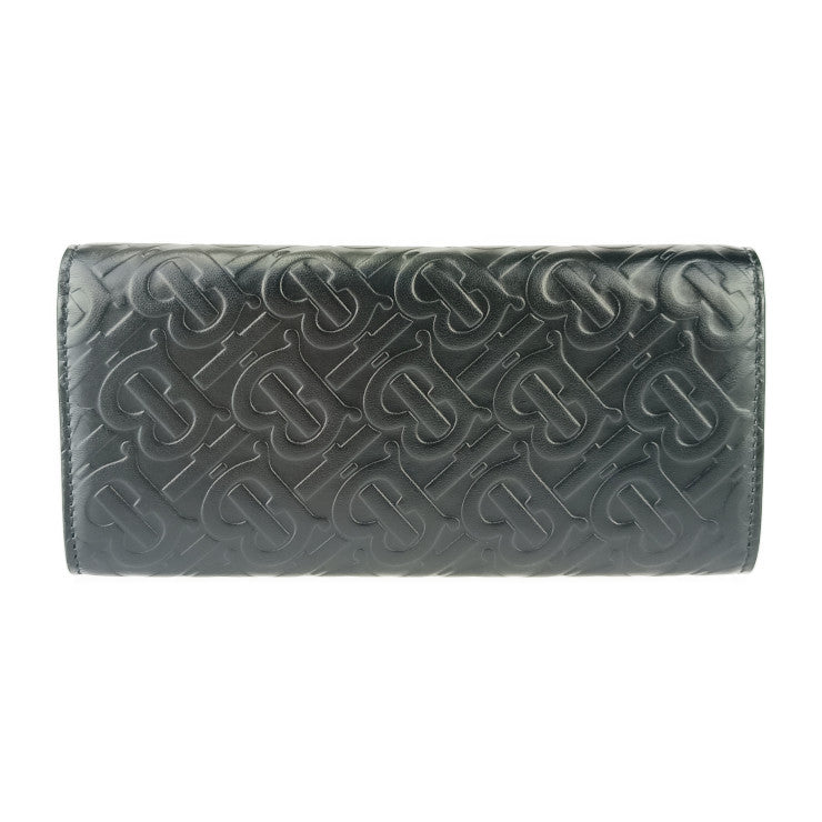 新古未使用展示品 BURBERRY バーバリー 長財布 LS HERON ヘロン TBモノグラム 8011605 ブラック ゴールド金具 エンボスレザー レディース フラップ
