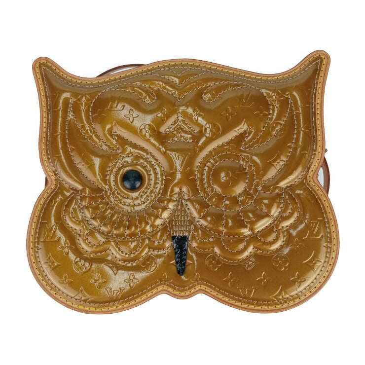 美品 LOUIS VUITTON ルイ ヴィトン ショルダーバッグ クロスボディバッグ ポシェットコントドゥフェ M92268 ゴールド ヴェルニ レディース アニマル フクロウ アウル