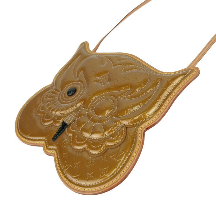 美品 LOUIS VUITTON ルイ ヴィトン ショルダーバッグ クロスボディバッグ ポシェットコントドゥフェ M92268 ゴールド ヴェルニ レディース アニマル フクロウ アウル