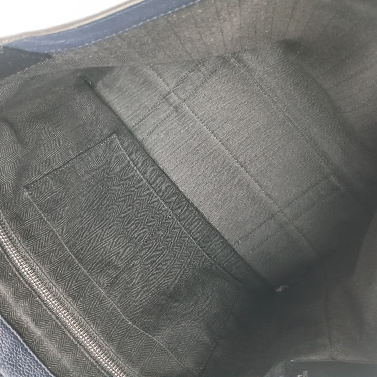 美品 LOEWE ロエベ メッセンジャーバッグ ミリタリー メッセンジャー - ネイビー ブラウン ブラック レザー ユニセックス シルバー金具