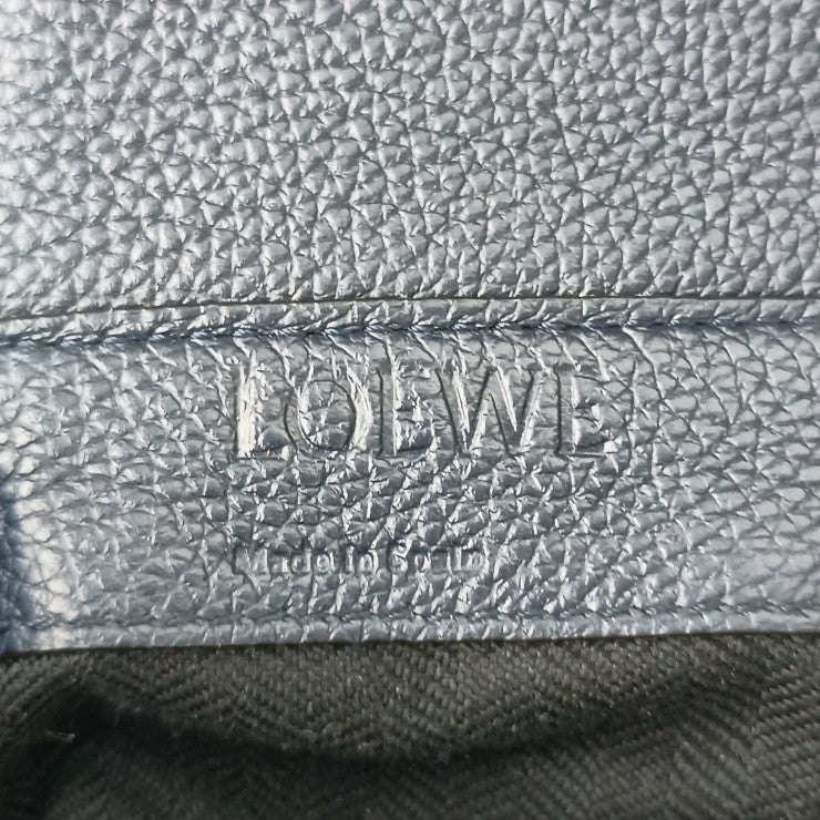 美品 LOEWE ロエベ メッセンジャーバッグ ミリタリー メッセンジャー - ネイビー ブラウン ブラック レザー ユニセックス シルバー金具