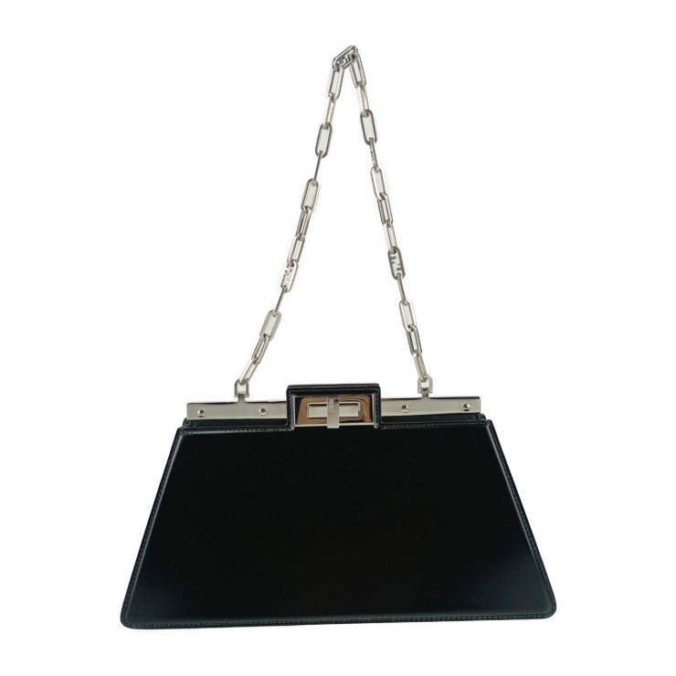美品 FENDI フェンディ ショルダーバッグ PEEK A BOO CUT MEDIUM 8BN340 ANSC ブラック レザー レディース シルバー金具