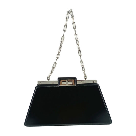 美品 FENDI フェンディ ショルダーバッグ PEEK A BOO CUT MEDIUM 8BN340 ANSC ブラック レザー レディース シルバー金具