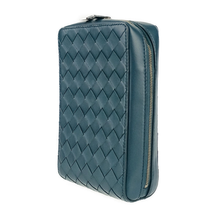 超美品 BOTTEGA VENETA ボッテガヴェネタ ショルダーバッグ クロスボディバッグ イントレチャート スモール ザ バルブ 592692 VO0BI ブルー系 レザー ユニセックス シルバー金具