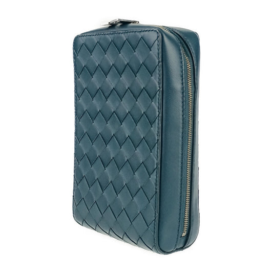 超美品 BOTTEGA VENETA ボッテガヴェネタ ショルダーバッグ クロスボディバッグ イントレチャート スモール ザ バルブ 592692 VO0BI ブルー系 レザー ユニセックス シルバー金具