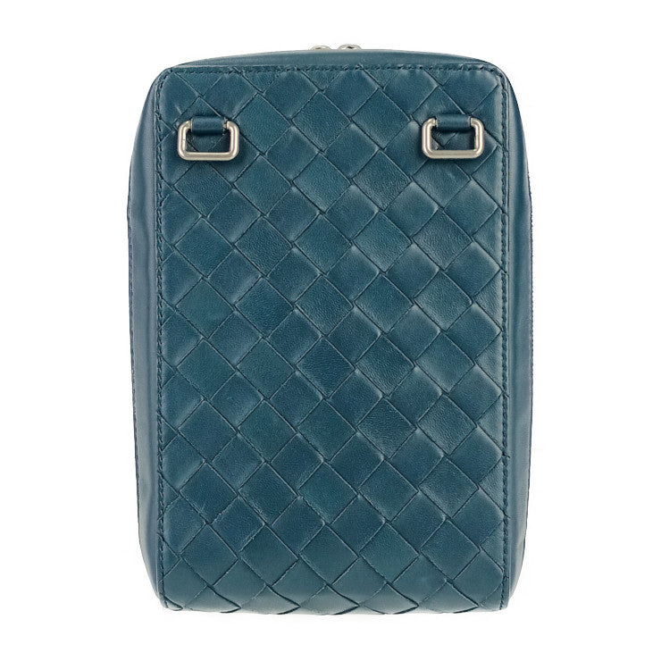 超美品 BOTTEGA VENETA ボッテガヴェネタ ショルダーバッグ クロスボディバッグ イントレチャート スモール ザ バルブ 592692 VO0BI ブルー系 レザー ユニセックス シルバー金具