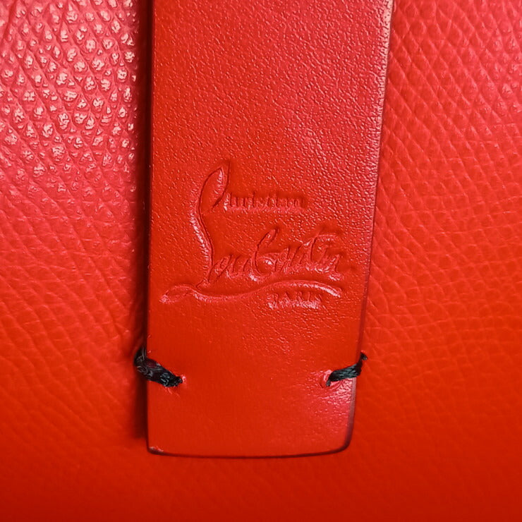 美品 CHRISTIAN LOUBOUTIN クリスチャン ルブタン トートバッグ CABATA カバタ SMALL TOTE BAG 3205219 ブラック レッド カーフ レディース シルバー金具