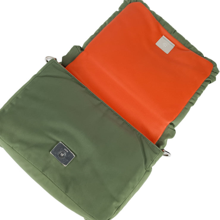 美品 LOEWE ロエベ ショルダーバッグ/クロスボディバッグ GOYA PUFFER ゴヤ パファー B896G22 カーキ オレンジ ナイロン ユニセックス シルバー金具