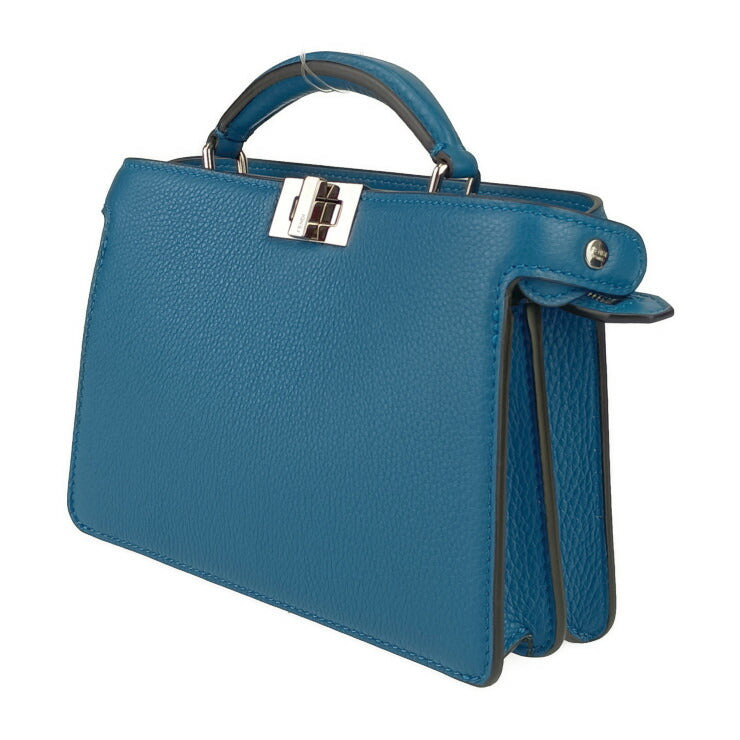 超美品 FENDI フェンディ ハンドバッグ ビーカブーアイシーユー 7VA582 AMA3 F1JS5 ブルー カーフレザー シルバー金具 2WAY