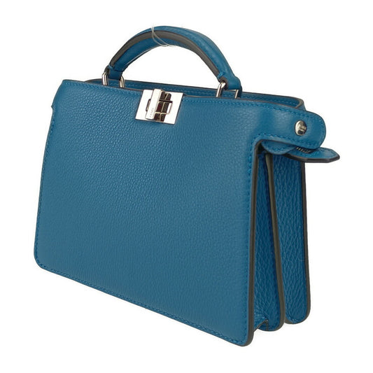 超美品 FENDI フェンディ ハンドバッグ ビーカブーアイシーユー 7VA582 AMA3 F1JS5 ブルー カーフレザー シルバー金具 2WAY