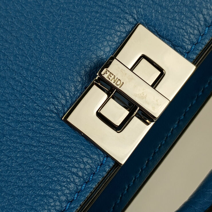 超美品 FENDI フェンディ ハンドバッグ ビーカブーアイシーユー 7VA582 AMA3 F1JS5 ブルー カーフレザー シルバー金具 2WAY