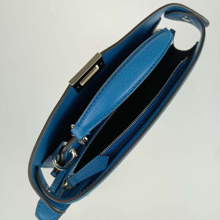 超美品 FENDI フェンディ ハンドバッグ ビーカブーアイシーユー 7VA582 AMA3 F1JS5 ブルー カーフレザー シルバー金具 2WAY