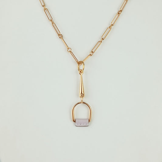 美品 HERMES エルメス ネックレス エリタージュ エケストル - ゴールド ピンク系 メタル レディース