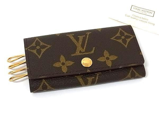 LOUIS VUITTON ルイヴィトン キーケース モノグラム ミュルティクレ4 M62631 ブラウン PVC レザー ユニセックス ゴールド金具 美品