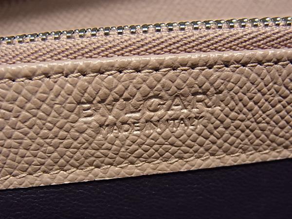 BVLGARI ブルガリ 財布 ブルガリ・ブルガリ ラウンドファスナー 長財布 36935 ピンク系 レザー レディース シルバー金具 美品