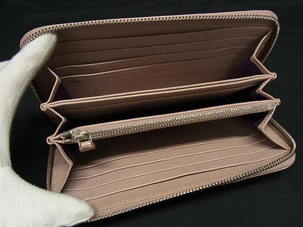 BVLGARI ブルガリ 財布 ブルガリ・ブルガリ ラウンドファスナー 長財布 36935 ピンク系 レザー レディース シルバー金具 美品