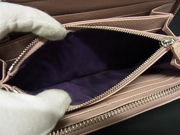 BVLGARI ブルガリ 財布 ブルガリ・ブルガリ ラウンドファスナー 長財布 36935 ピンク系 レザー レディース シルバー金具 美品