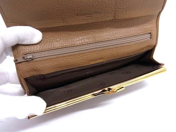 Christian Dior クリスチャンディオール 財布 ハニカム柄 長財布 - ベージュ系 ブラウン系 PVC レザー レディース がま口 ゴールド金具 美品