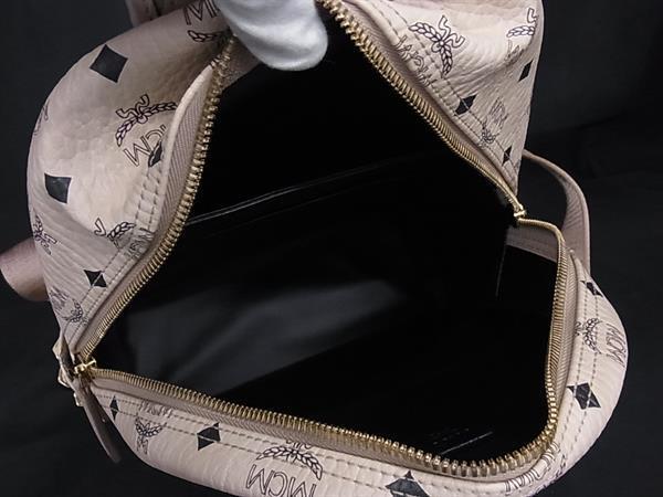 MCM エムシーエム リュックサック STARK サイドスタッズ バックパック MMK65VE37IG001 ベージュ系 ヴィセトス コーテッドキャンバス×レザー レディース ゴールド金具 美品