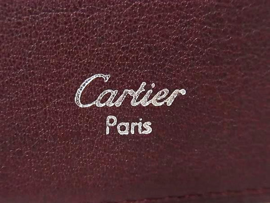 Cartier カルティエ 財布 マスト ドゥ カルティエ 二つ折り財布 L3000594 ボルドー系 レザー ユニセックス シルバー金具