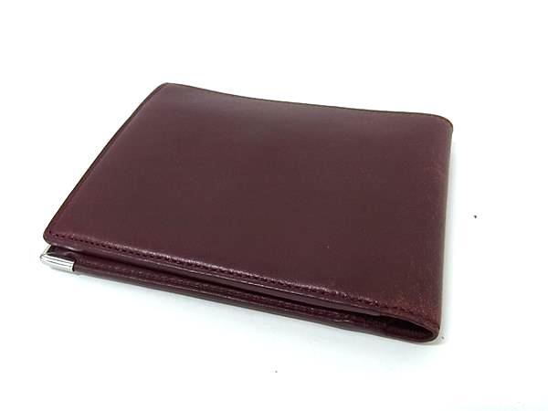 Cartier カルティエ 財布 マスト ドゥ カルティエ 二つ折り財布 L3000594 ボルドー系 レザー ユニセックス シルバー金具