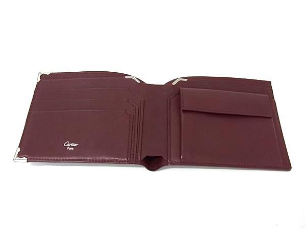 Cartier カルティエ 財布 マスト ドゥ カルティエ 二つ折り財布 L3000594 ボルドー系 レザー ユニセックス シルバー金具