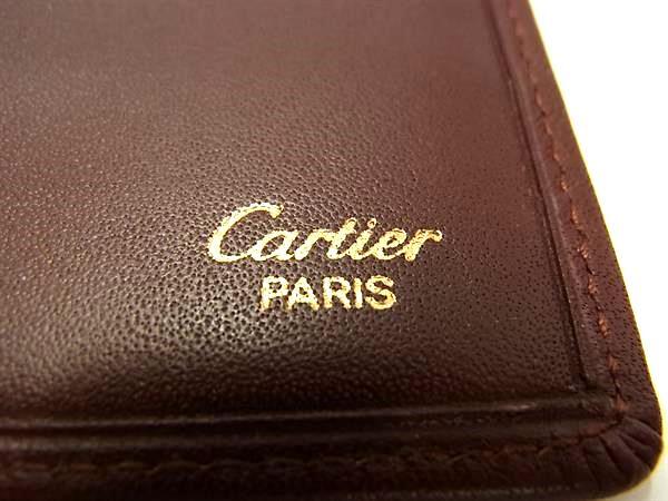 Cartier カルティエ 札入れ マスト ドゥ カルティエ 二つ折り 長財布 - ボルドー系 レザー ユニセックス ゴールド金具