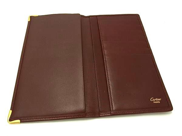 Cartier カルティエ 札入れ マスト ドゥ カルティエ 二つ折り 長財布 - ボルドー系 レザー ユニセックス ゴールド金具
