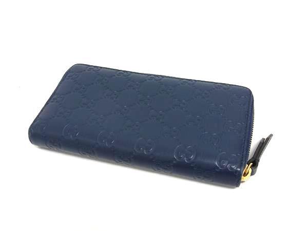 GUCCI グッチ 財布 グッチシマ ラウンドファスナー 長財布 410102 ネイビー系 レザー ユニセックス ゴールド金具
