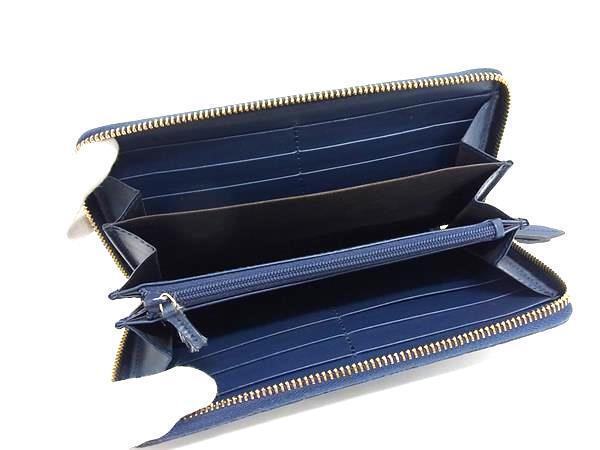 GUCCI グッチ 財布 グッチシマ ラウンドファスナー 長財布 410102 ネイビー系 レザー ユニセックス ゴールド金具